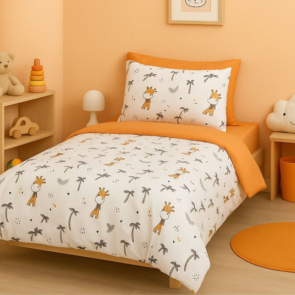 COMFYB 100% COTTON REVERSIBLE KIDS BED SET GIRAFFE