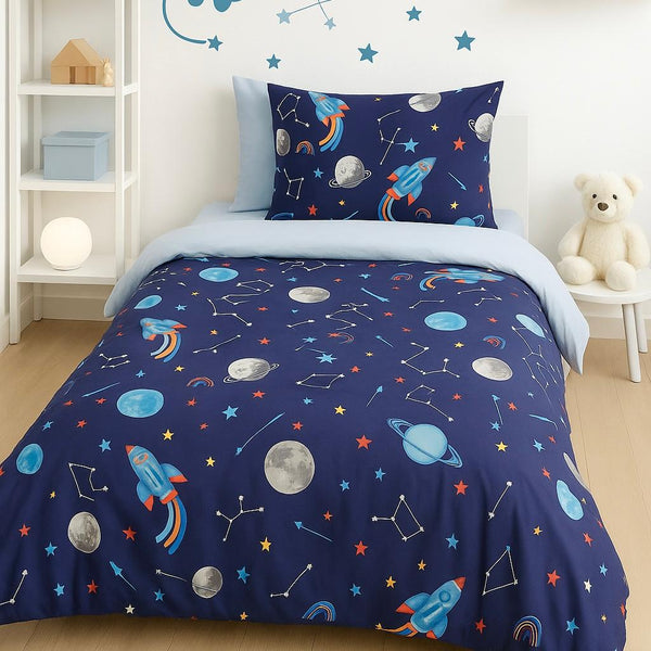 COMFYB 100% COTTON REVERSIBLE KIDS BED SET SPACE