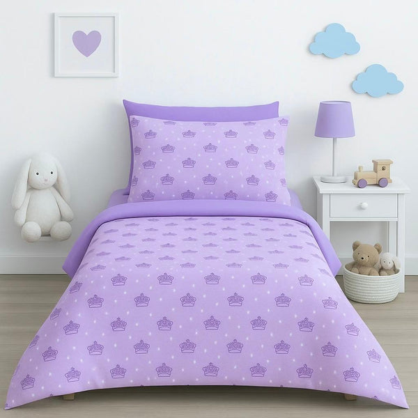 COMFYB 100% COTTON REVERSIBLE KIDS BED SET CROWN PURPLE