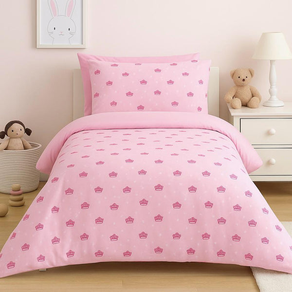 COMFYB 100% COTTON REVERSIBLE KIDS BED SET CROWN ROSE