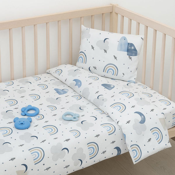 COMFYB 100% COTTON BABY PARK BED SET RAINBOW BLUE
