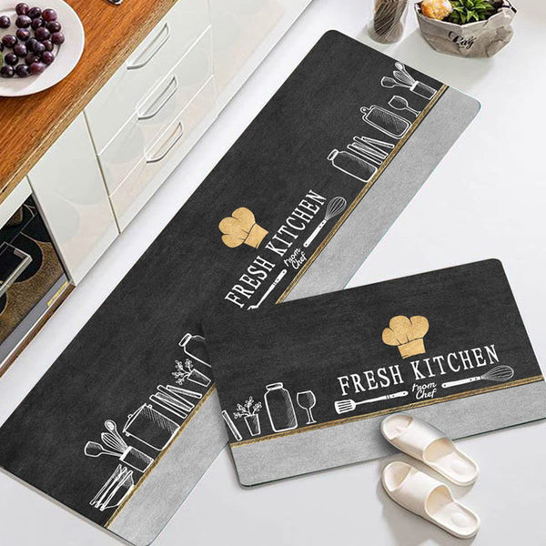 ANTISLIP RUBBER KITCHEN MAT SET 2 PIECES FRESH KITCHEN