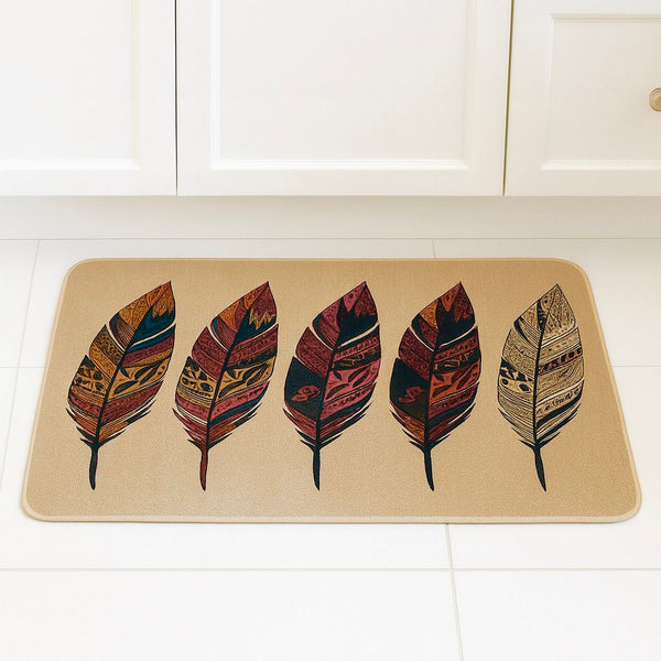 DECORATIVE NON SLIP KITCHEN MAT 50X80CM FEATHER