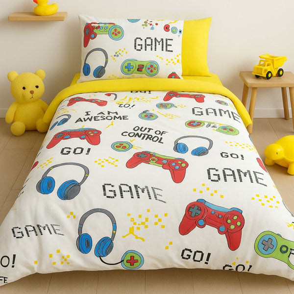 COMFYB 100% COTTON REVERSIBLE BED SET PLAYSTATION YELLOW