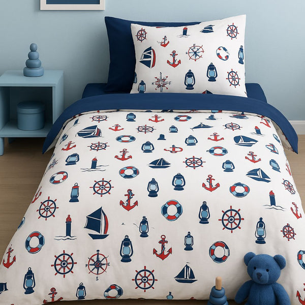 COMFYB 100% COTTON REVERSIBLE BED SET NAUTICAL