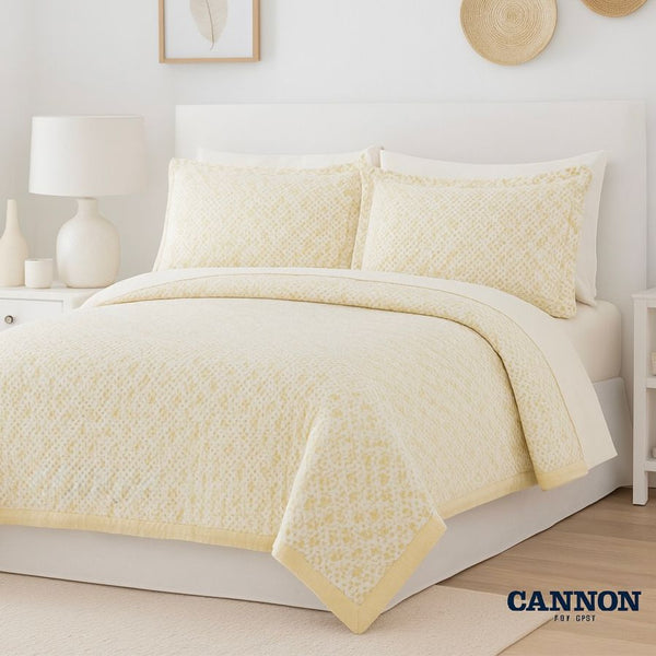 CANNON FLANNEL BEDSPREAD SINGLE SET 3 PIECES CREAM