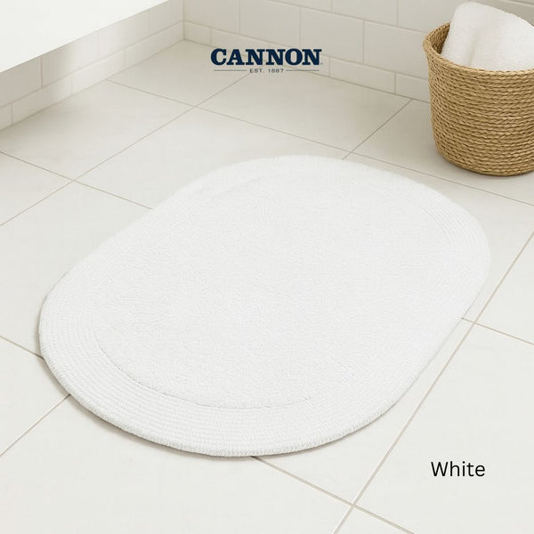 CANNON 100% COTTON REVERSIBLE BATHMAT OVAL 60X90CM SOLID
