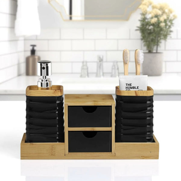 BAMBOO BATHROOM ORGANIZER WITH DRAWER