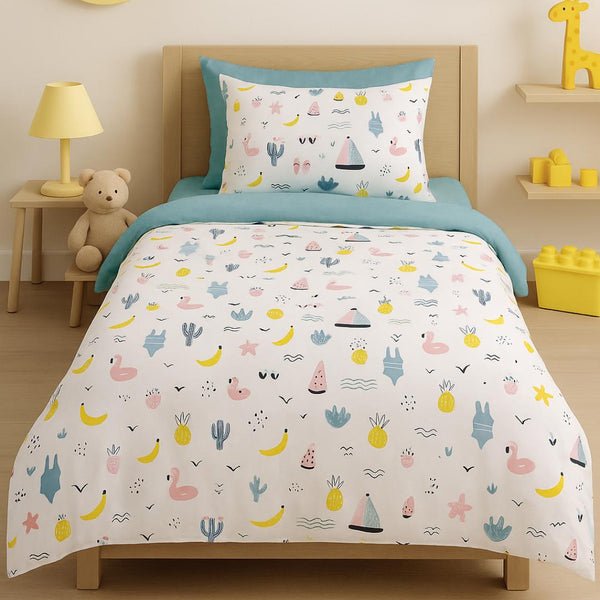 COMFYB 100% COTTON REVERSIBLE BED SET TROPICAL FUN
