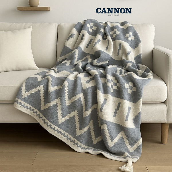 CANNON THROW BLANKET 125X170CM ZIGZAG GREY