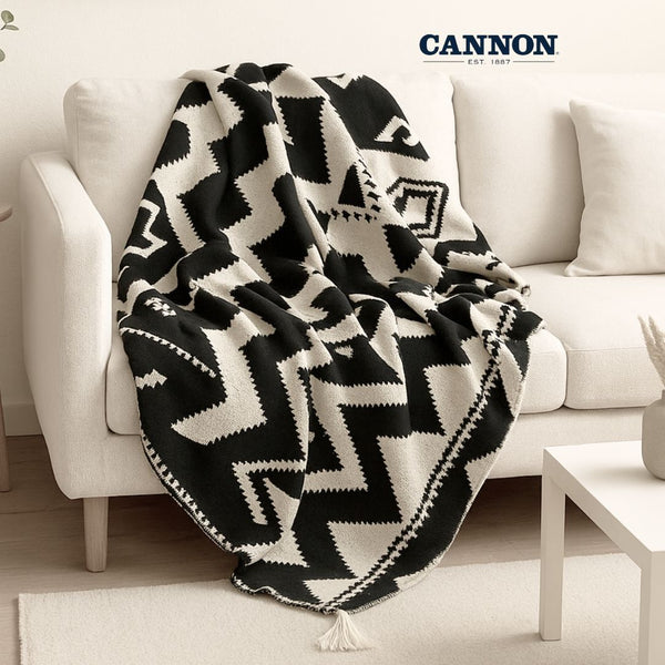 CANNON THROW BLANKET 125X170CM ZIGZAG BLACK
