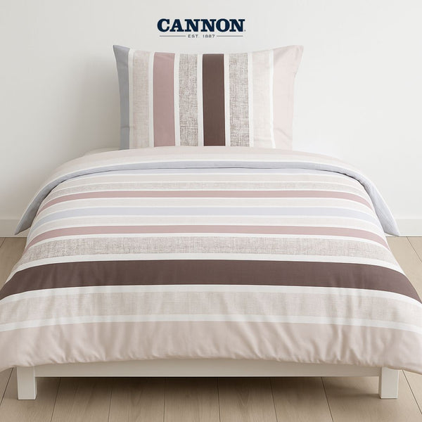 CANNON PRINTED POLY COTTON 50/50 BED SET STRIPED ROSE