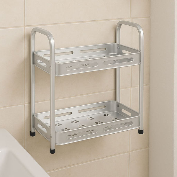 LEE ALUMINUM WALL MOUNTED BATHROOM STORAGE SHELF