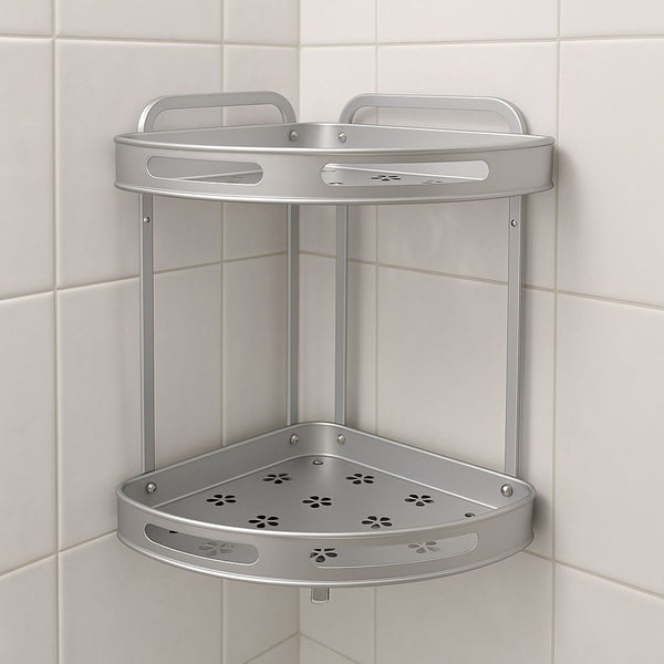 LEE ALUMINUM CORNER BATHROOM STORAGE SHELF
