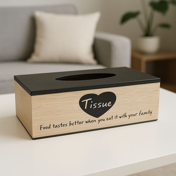 WOODEN TISSUE BOX BEIGE TISSUE