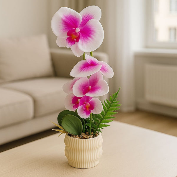 ORCHID OFF WHITE POTTED ARTIFICIAL PLANT ROSE