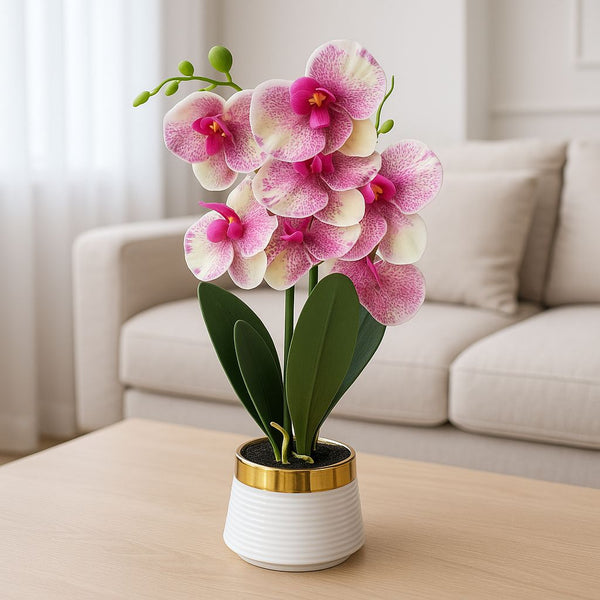 ORCHID GOLD POTTED ARTIFICIAL PLANT ROUND ROSE