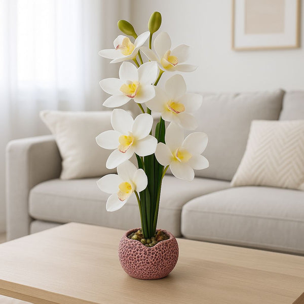 ORCHID POTTED ARTIFICIAL PLANT ROUND ROSE