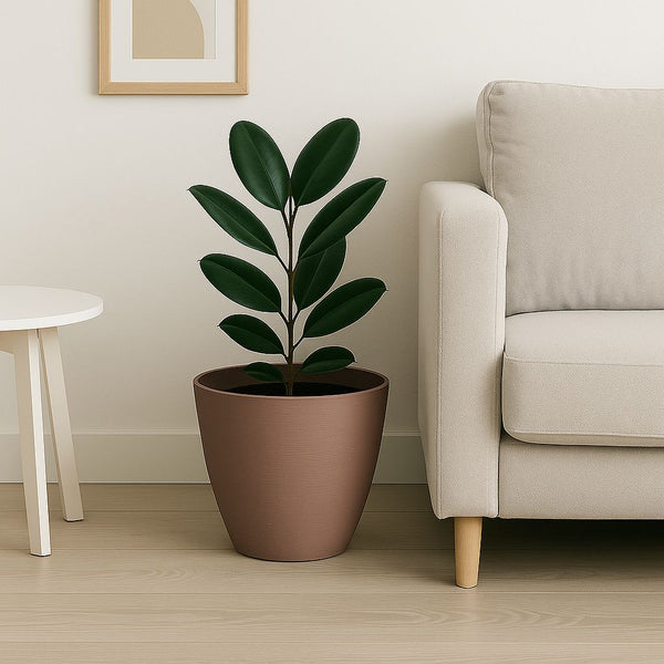 MINIMALIST INDDOR PLANT POT ROUND BROWN