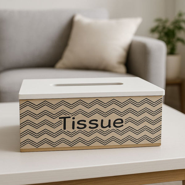 WOODEN TISSUE BOX ZIGZAG TISSUE