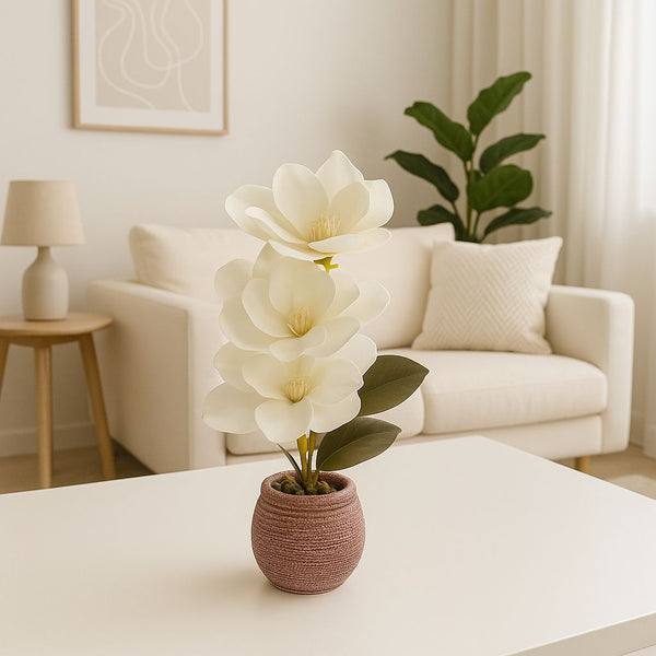 ORCHID ROSE POTTED ARTIFICIAL PLANT ROUND