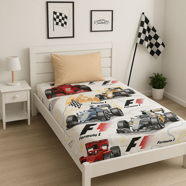 COMFYB 100% COTTON KIDS FITTED SHEET CARS