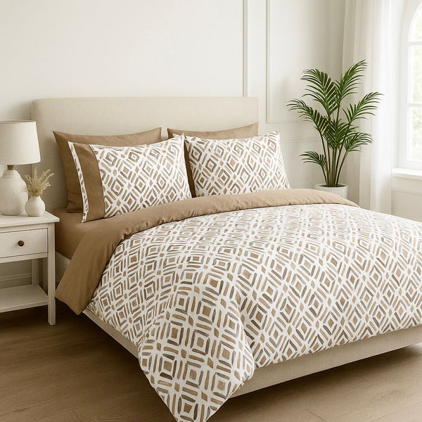 COMFYB 100% COTTON REVERSIBLE BED SET DIO BEIGE