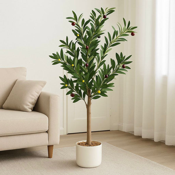 ARTIFICIAL TREE OLIVE WITH WHITE POT 120CM