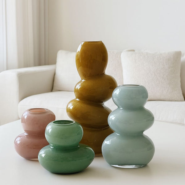 GLASS BUBBLE VASE SET 4 PIECES