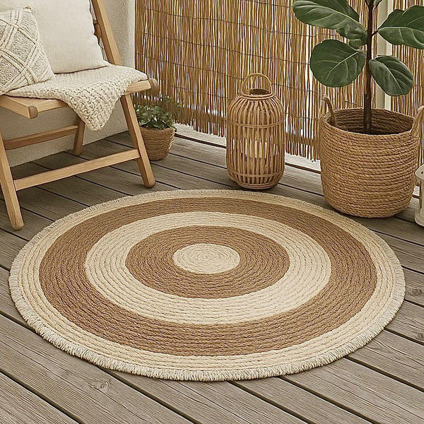 STRAW ROUND RUG