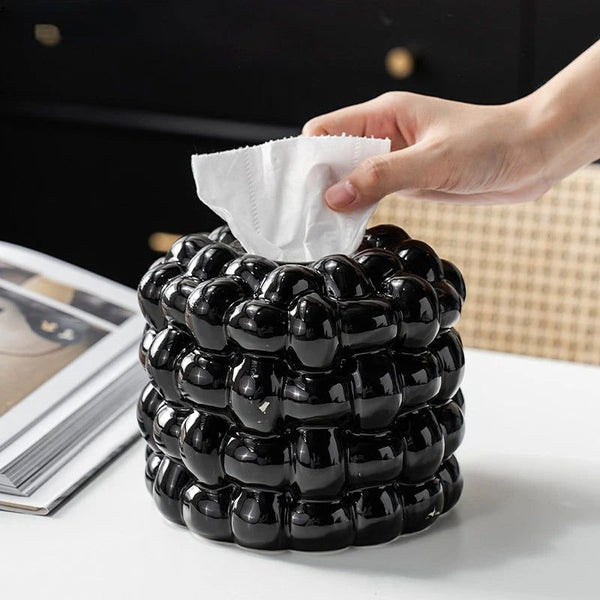 PORCELAIN BUBBLE ROUND TISSUE BOX