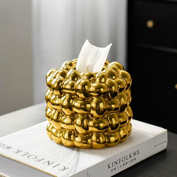 PORCELAIN BUBBLE ROUND TISSUE BOX