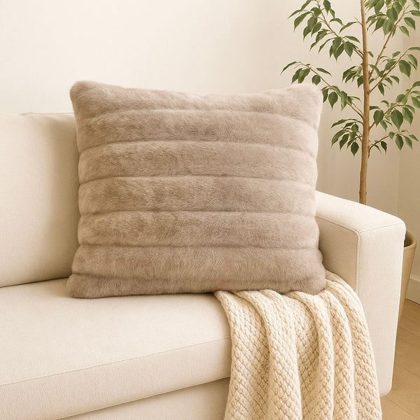 STRIPED FUR CUSHION 60X60CM