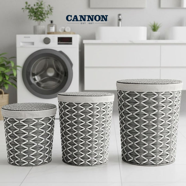 TEXTURED LAUNDRY BASKET GREY