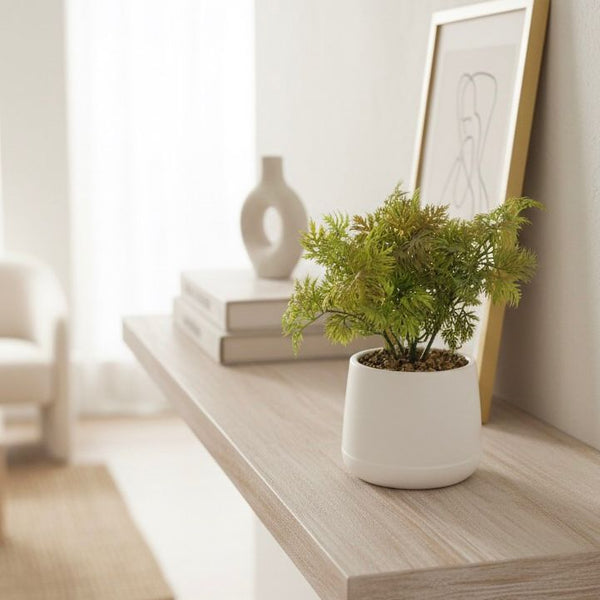 ARTIFICIAL FERN PLANT IN WHITE POT 30CM