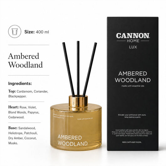 CANNON LUX REED DIFFUSER 400ML AMBERED WOODLAND – Comfyblb