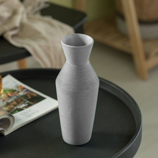 LARA CERAMIC STRIPED ROUND VASE GREY