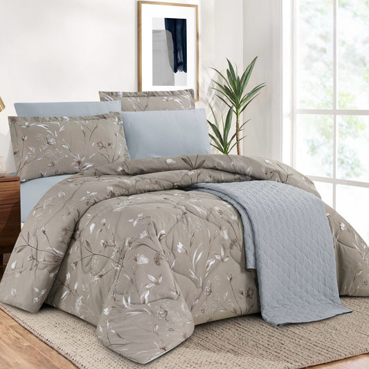 AYO PRINTED COMFORTER & BEDSPREAD SET COFFEE