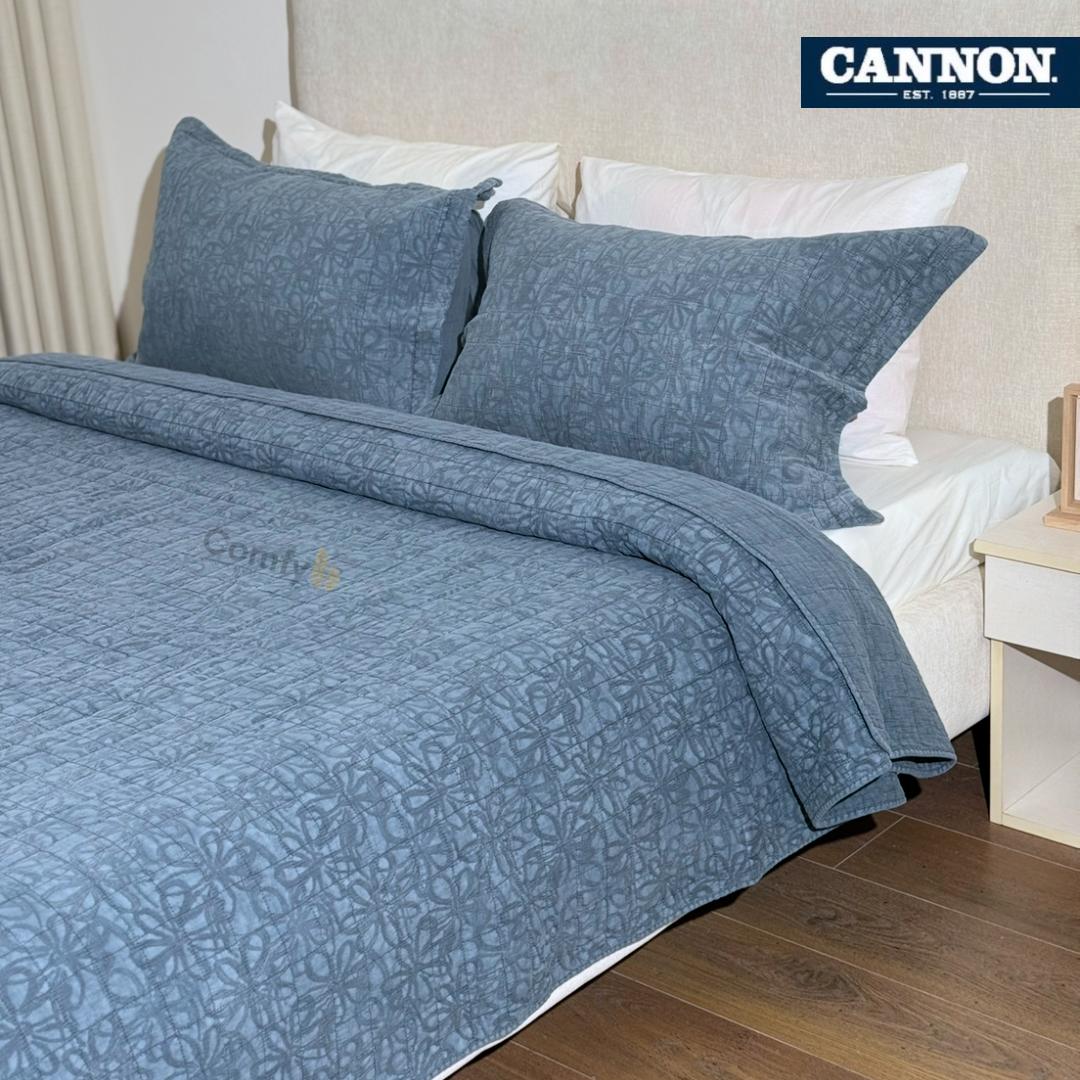 CANNON 100% COTTON STONE WASH BEDSPREAD FLORAL