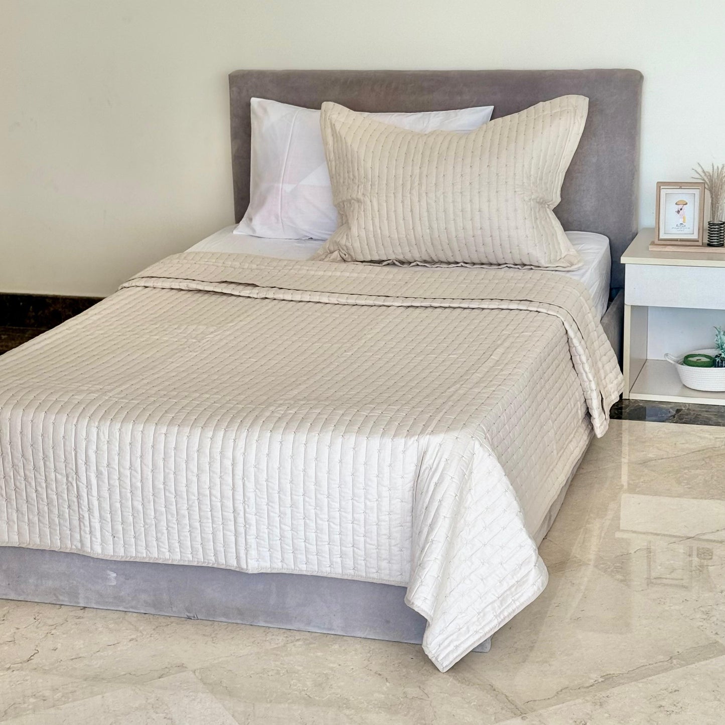 CANNON 100% COTTON STONE WASH BEDSPREAD STRIPED