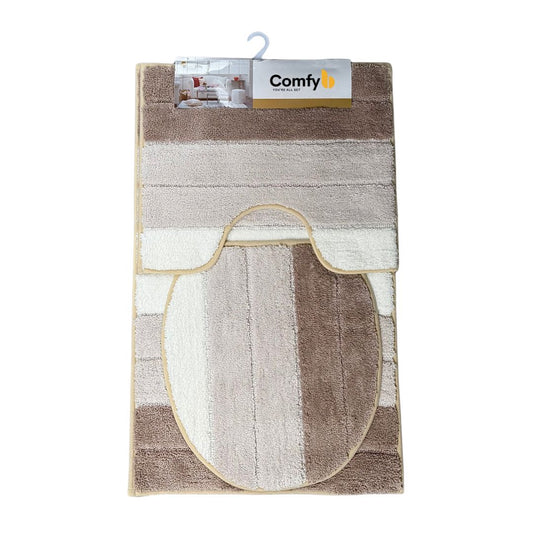SHADES LATEX BATHMAT STRIPED 3 PIECES