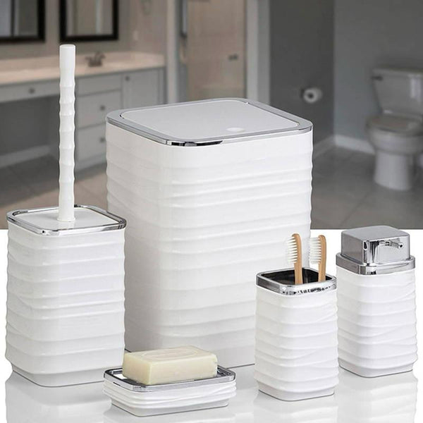 LUNA CHROME BATHROOM SET SQUARE 5 PIECE