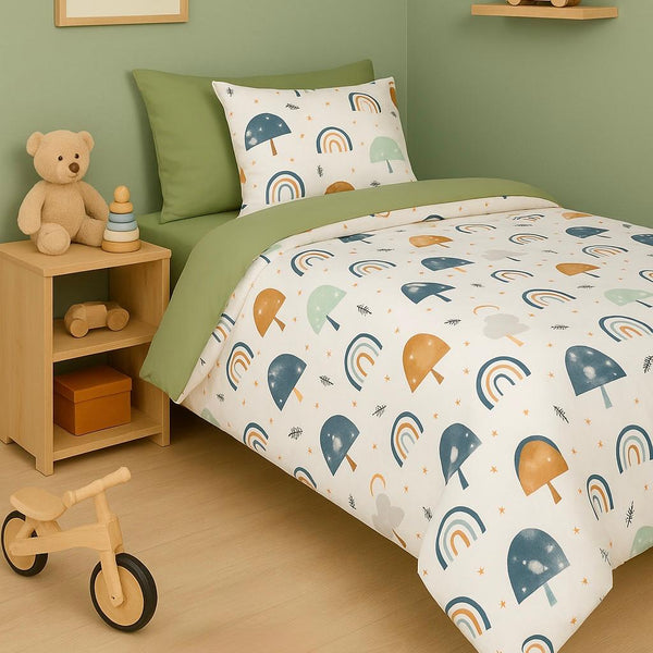 COMFYB 100% COTTON RAINBOW GREEN BED SET