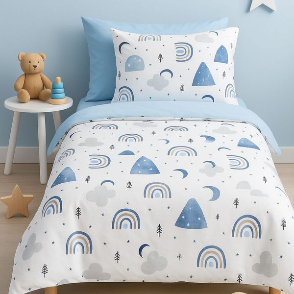 COMFYB 100% COTTON RAINBOW BLUE BED SET
