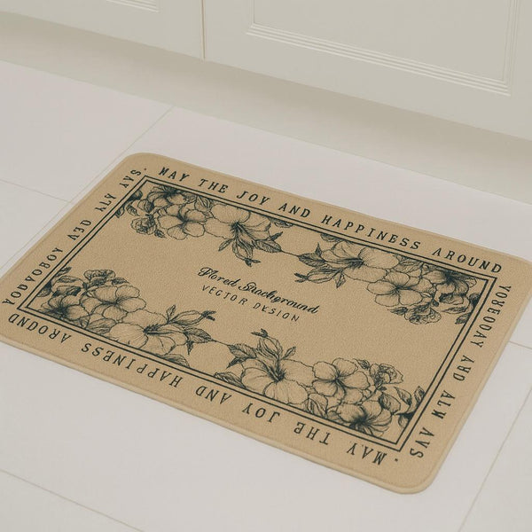 DECORATIVE NON SLIP KITCHEN MAT 50X80CM FLORED BACK