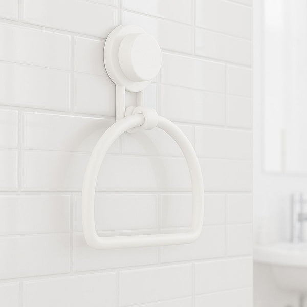 SEMI CIRCLE BATHROOM TOWEL HOLDER WHITE