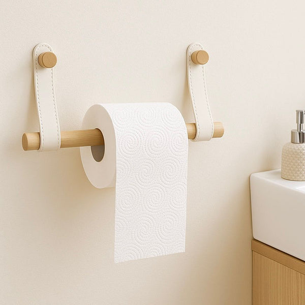 TALL BATHROOM WALL MOUNTED HOLDER BAMBOO 50CM