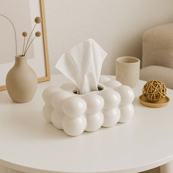 PORCELAIN 4 BUBBLE TISSUE BOX