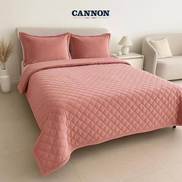 CANNON PLUSH BEDSPREAD KING SET 3 PIECES TEAROSE