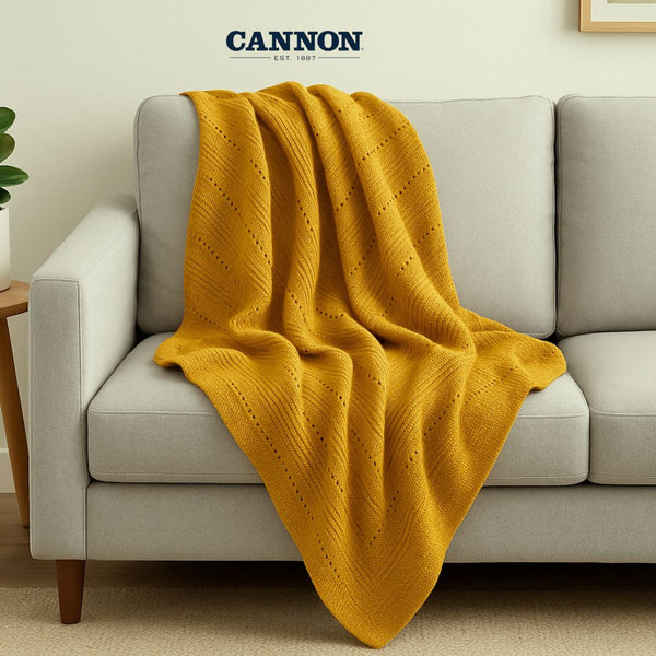 CANNON THROW BLANKET 125X158CM MUSTARD